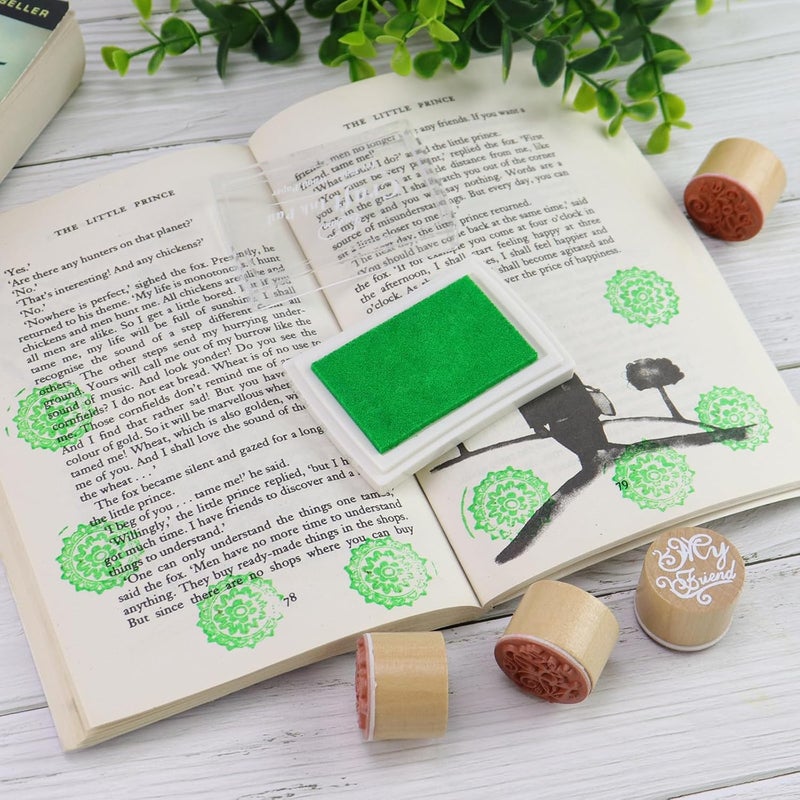 Lsushine Craft Ink Pad for Rubber Stamps, Paper, Wooden, Fabric, Scrapbooking, Non-Toxic Finger Ink Pads for Kids (Emerald Green) - Image 3
